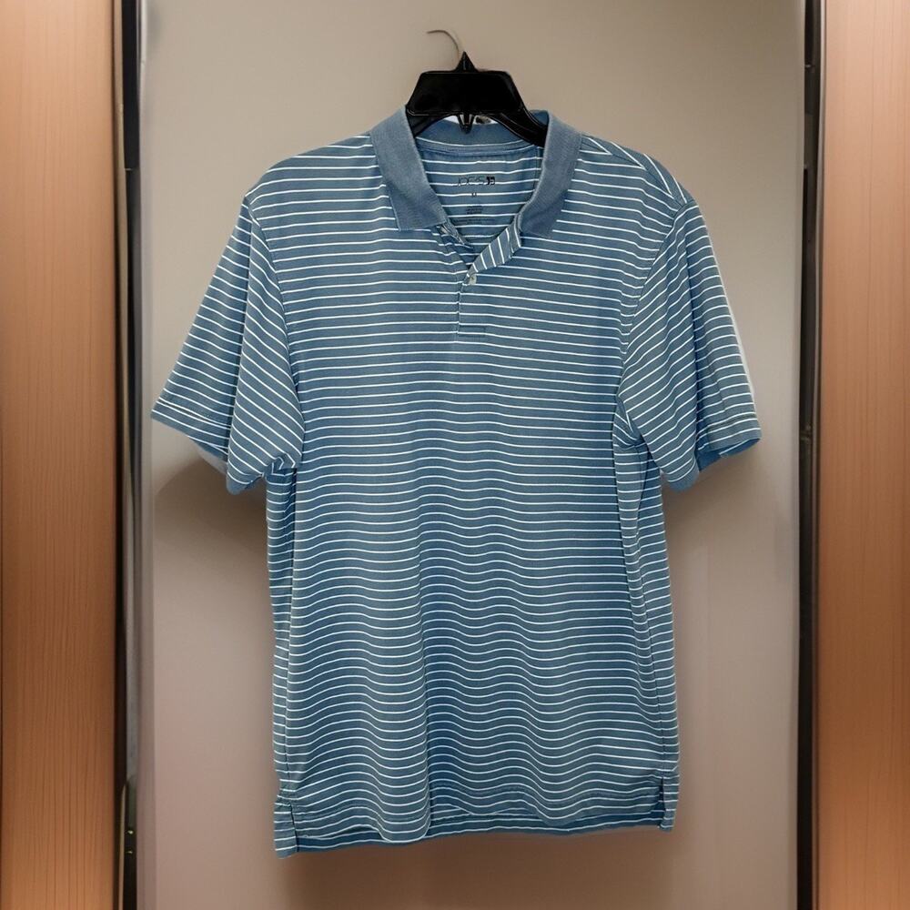 JOE'S JEANS Men's Medium Grey Heather Short Sleeve Stripped Polo Stretch